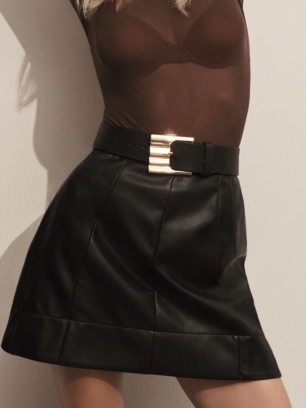 Vegan Structured Mini Skirt by Anthropologie